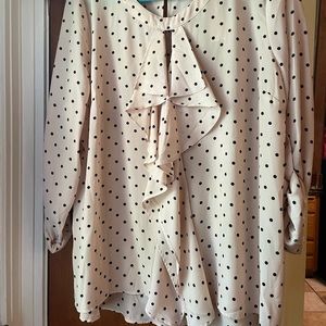 Soft pink blouse with front ruffle detail